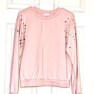 Women’s Light Pink Sweatshirt with Pearl application